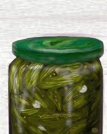 pickled green vegetables in a jar