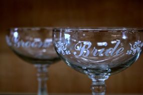 champagne glasses for bride and groom