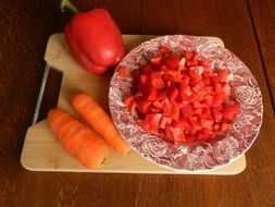 chopped delicious Paprika and Carrots