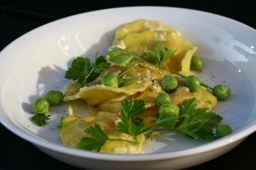 Pasta Tortelini in a white plate