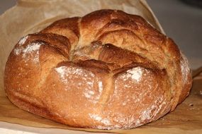 round homemade bread on the table