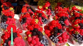 boxes with summer berries