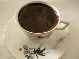 black strong coffee in a white cup