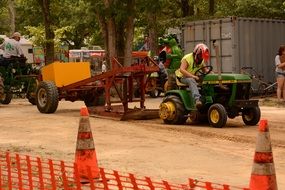 minitractor worker is working on a construction site
