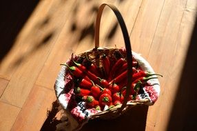 red chili peppers in a basket