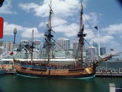 Endeavour ship in a port