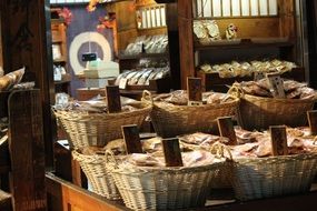 Straw Basket with food in Japan