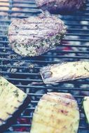 barbecue with meat and vegetables