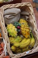 exotic fruits in wicker basket