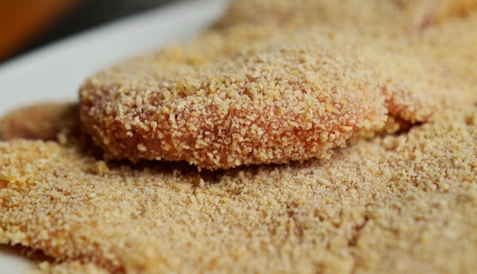 schnitzel cooked in breadcrumbs