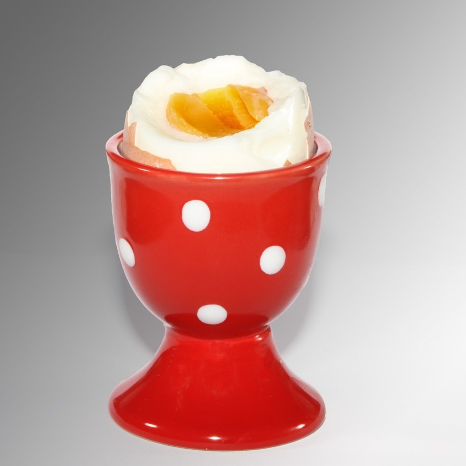 egg in red cup for breakfast