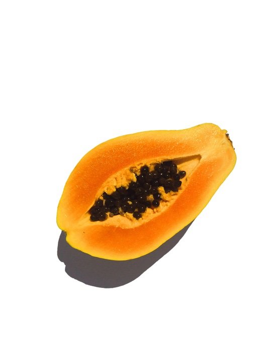 Papaya fruit cutted in half