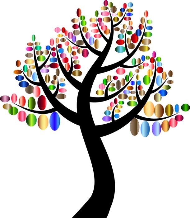 tree with iridescent leaves as an illustration