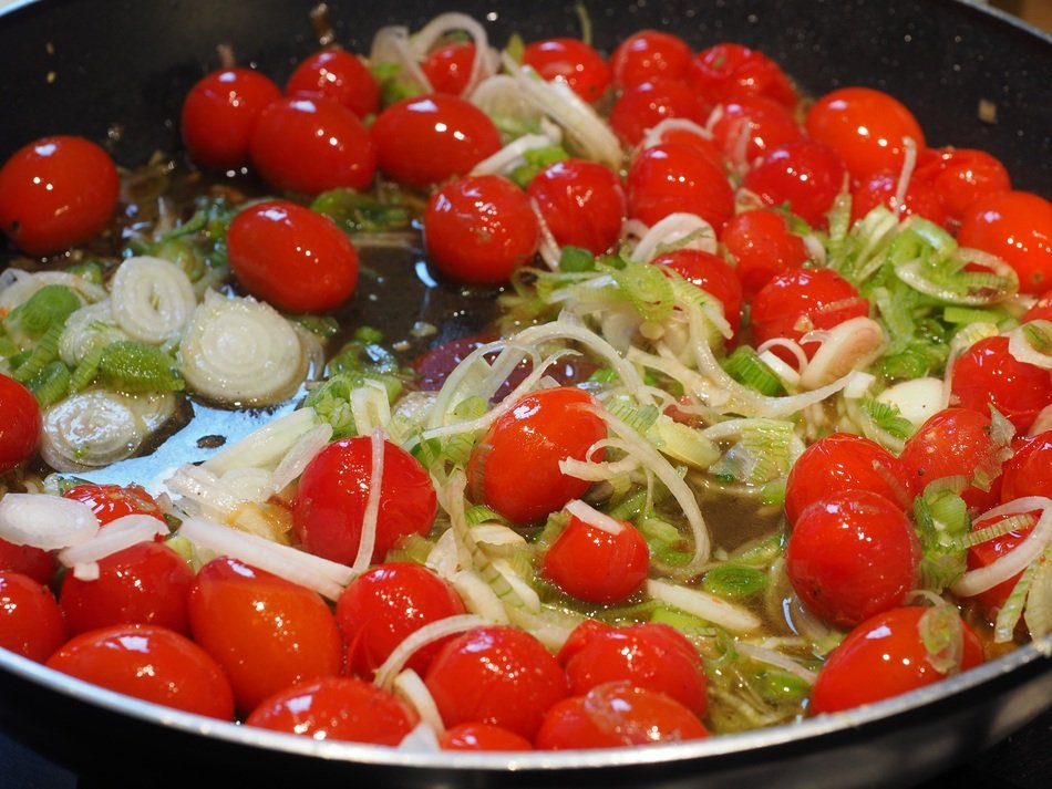 vegetables in the pan