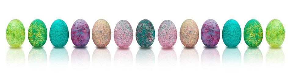 Colored Easter Eggs in row