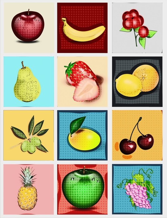 collage with fruits ans berries