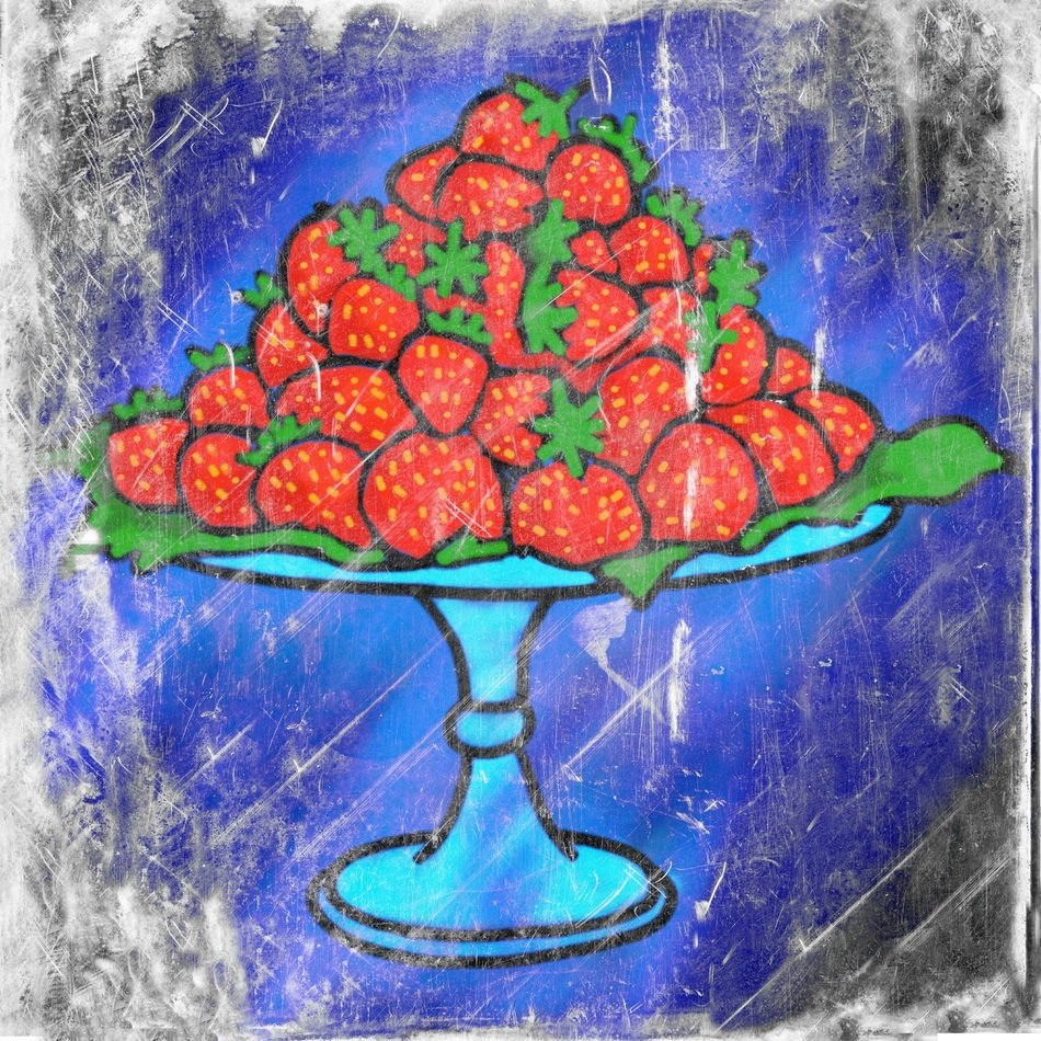 grunge drawing of sweet strawberries