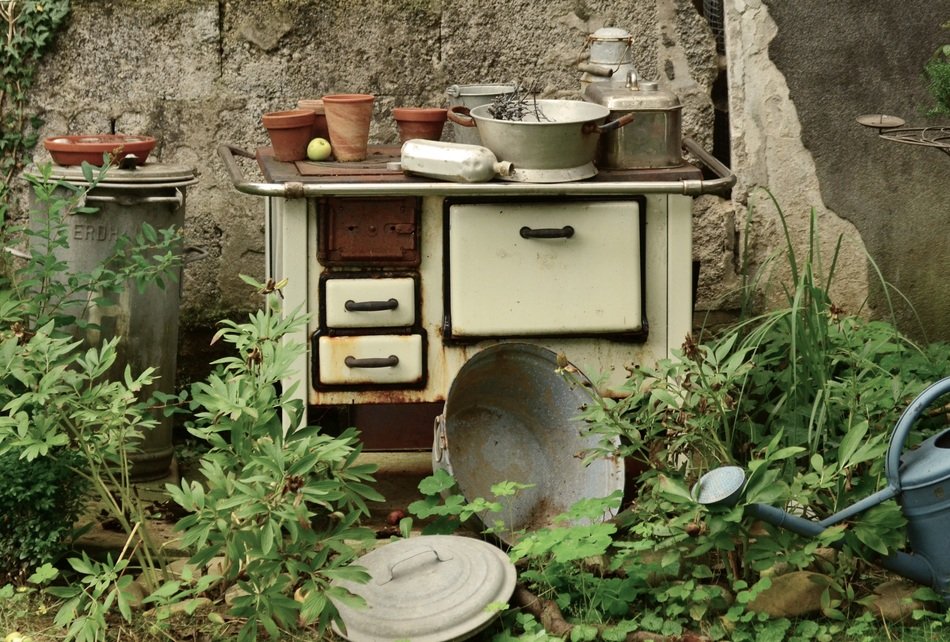 old stove in the open air