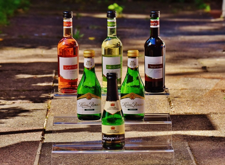 bottles of alcohol in the open air