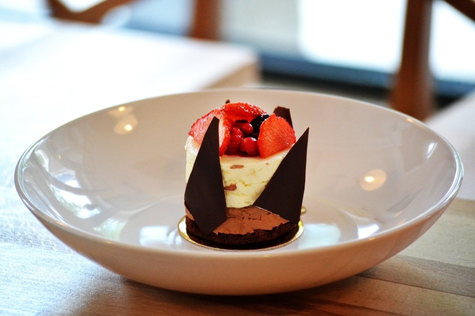 chocolate dessert with wild berries