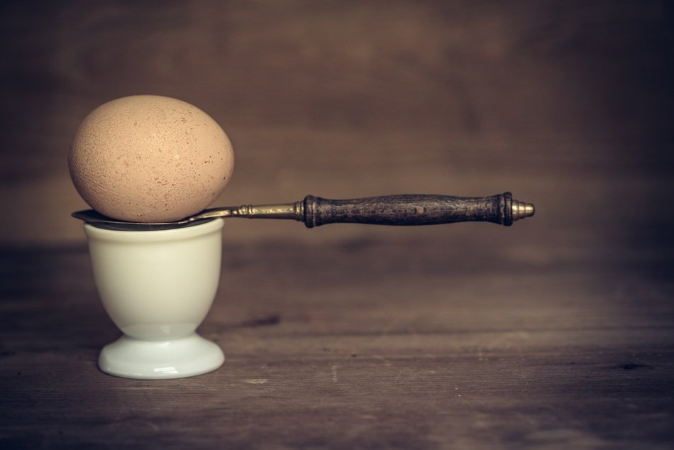 natural brown egg in cup
