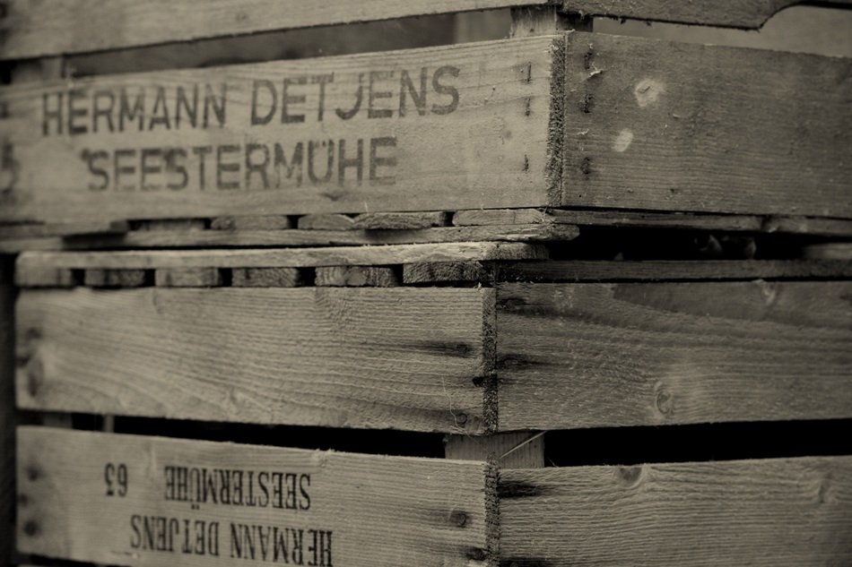 wooden box for fruit close up