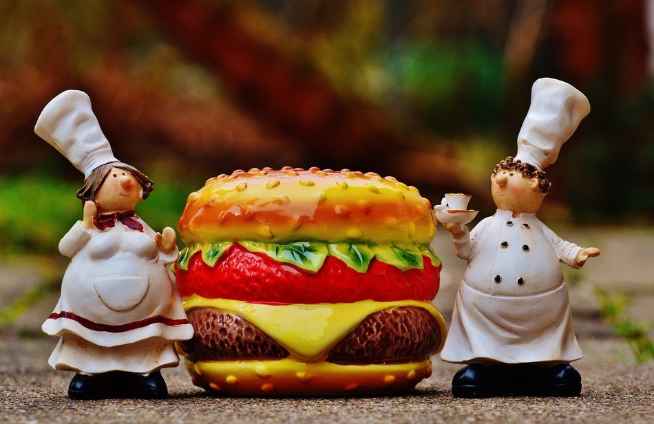 chefs with huge Cheeseburger fig