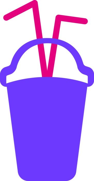 purple cup with a straw as a graphic image