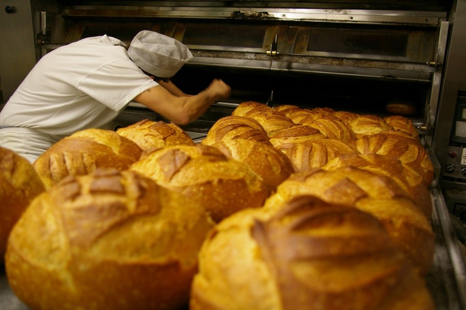 baking bread at the bakery