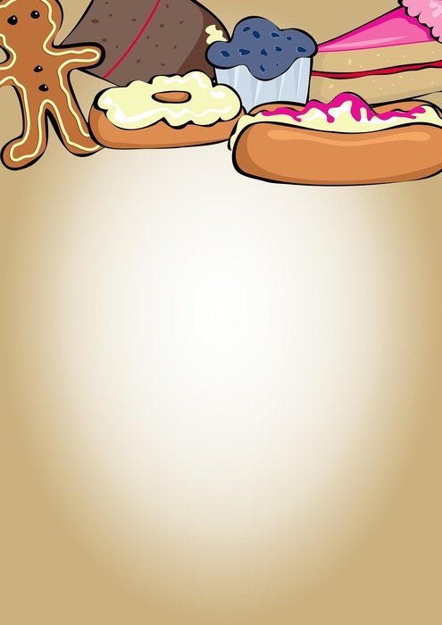 frame with the image of sweets