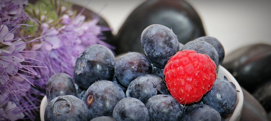 blueberries and raspberry