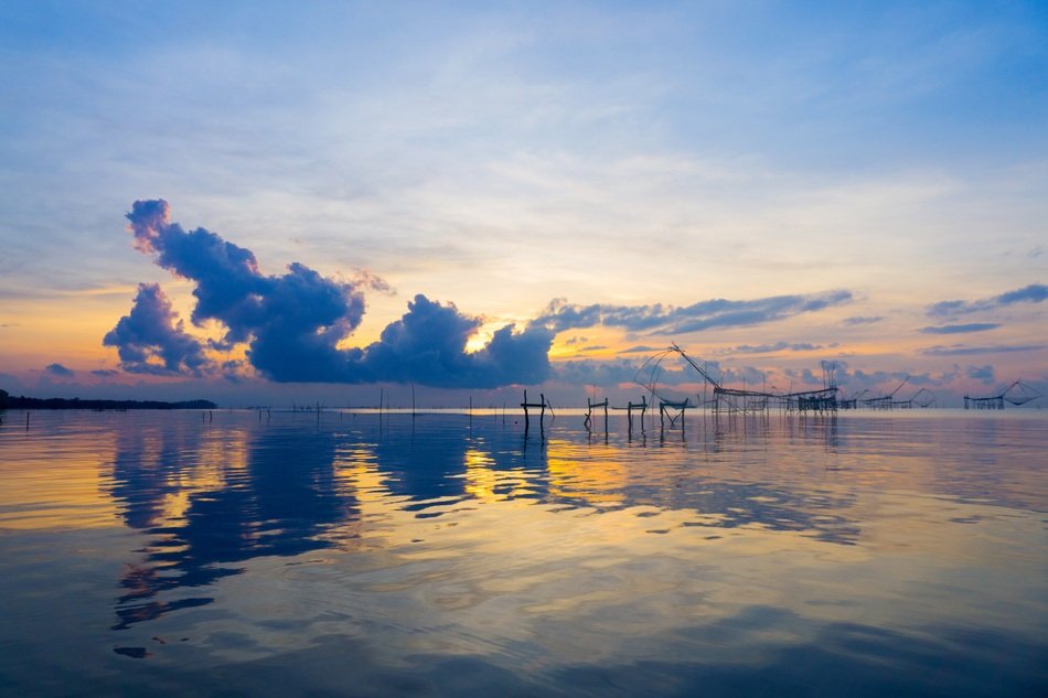 mirror image of clouds in water