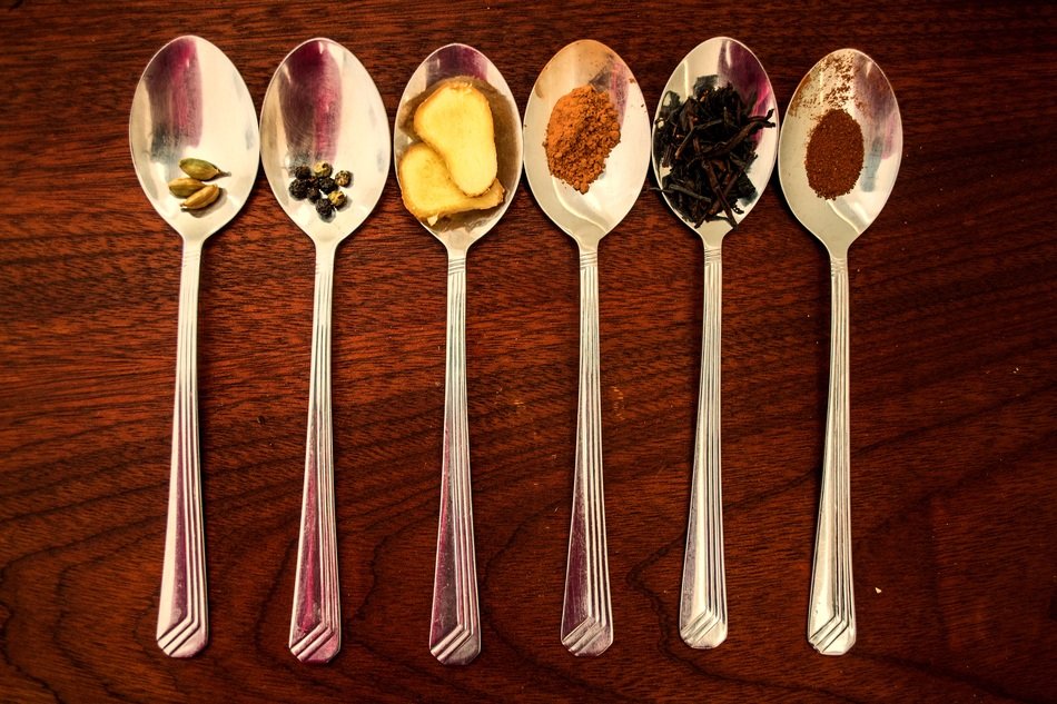 teaspoons with spices