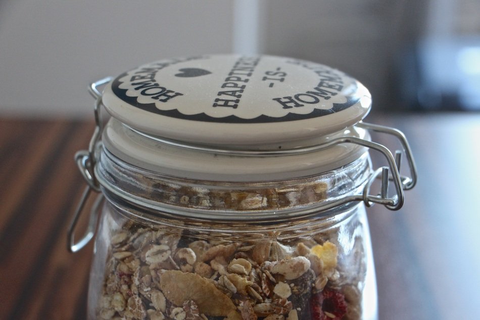 glass Jar with Muesli closeup