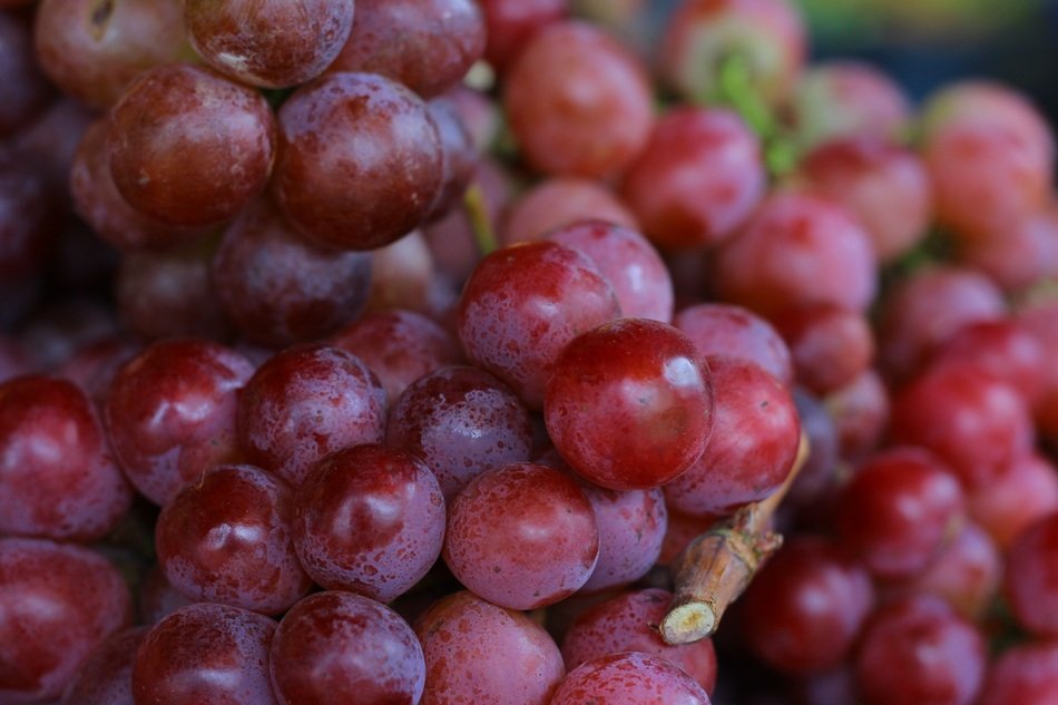 pink grapes on the market