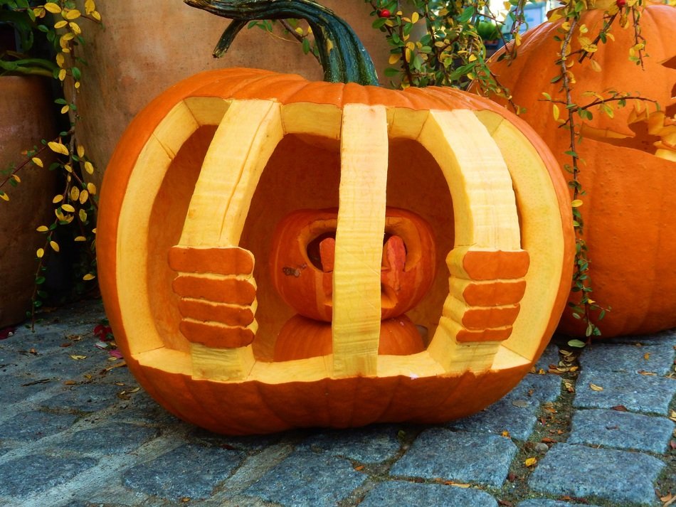 carved creepy pumpkin