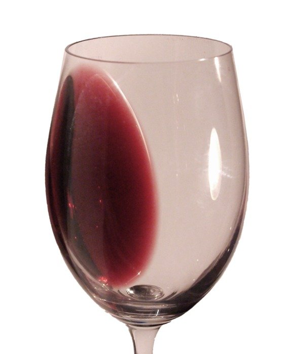 spot of Red Wine on glass