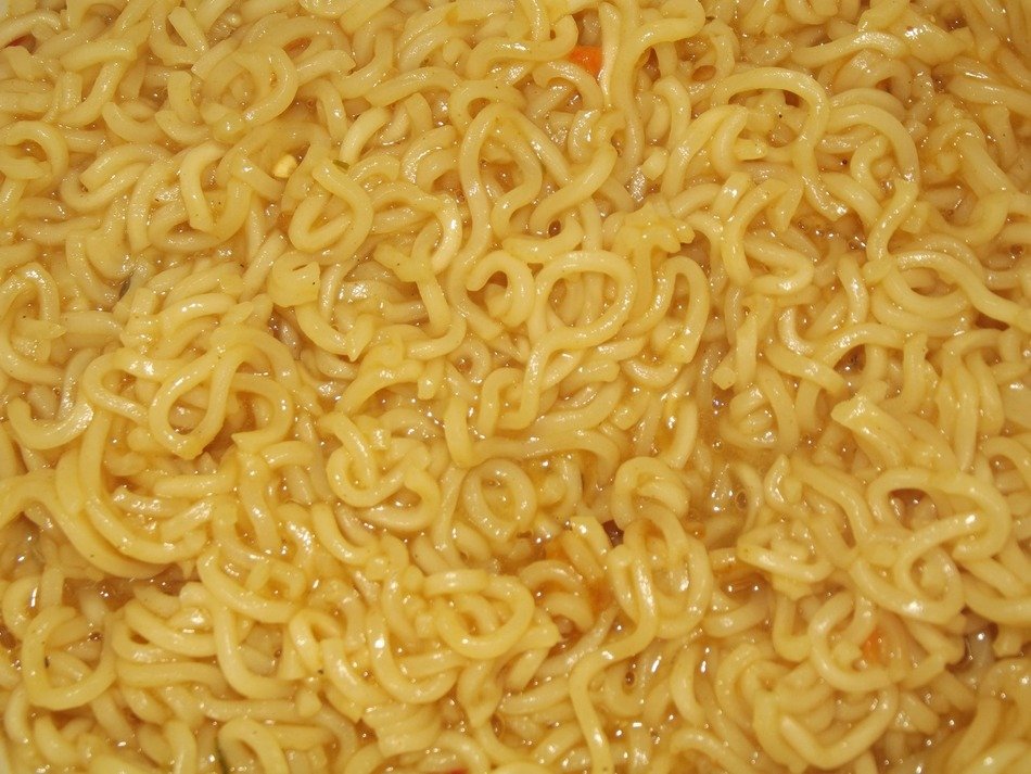 Noodles in the water