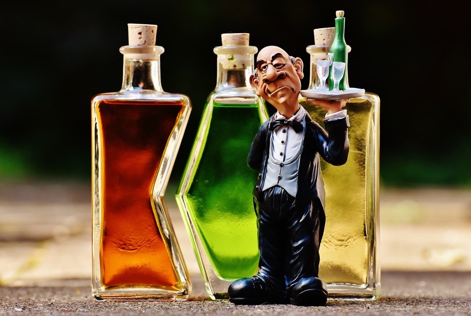 Waiter figurine Beverages Bottles