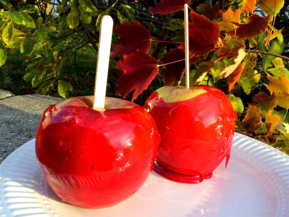 Candy Apples on white dish