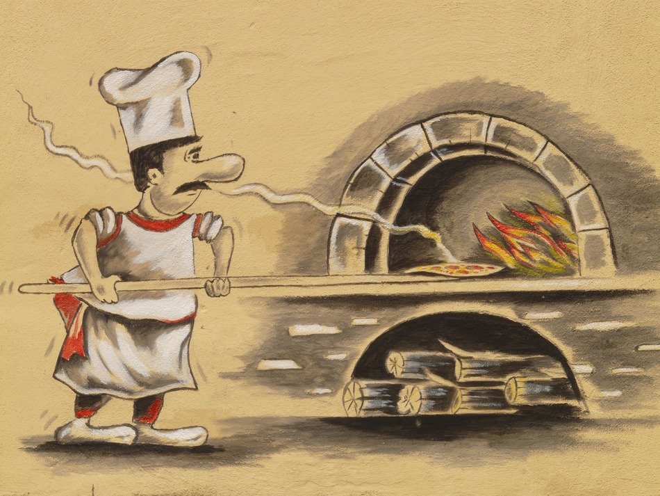 pizza maker near the oven