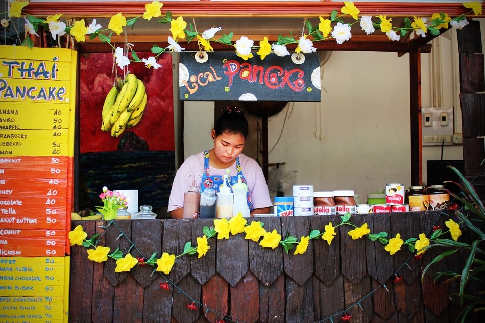 food stand with food in the street