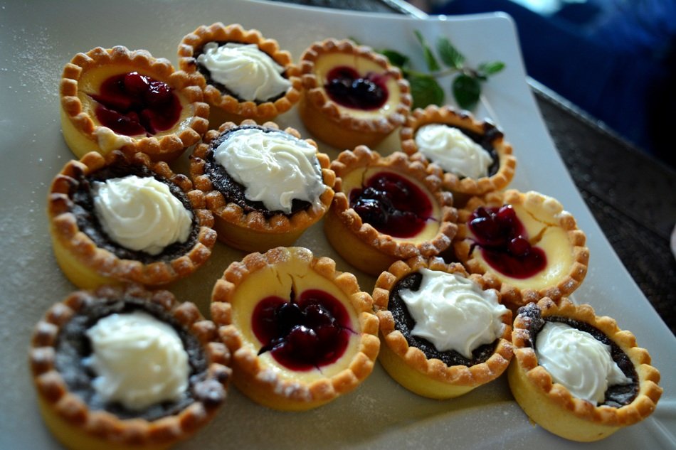 sweet tartlets with various cream