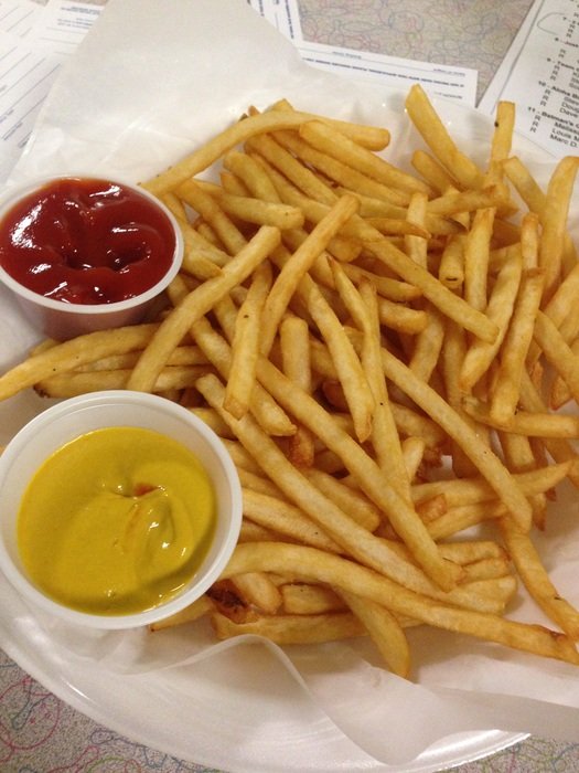 french fries with two sauces