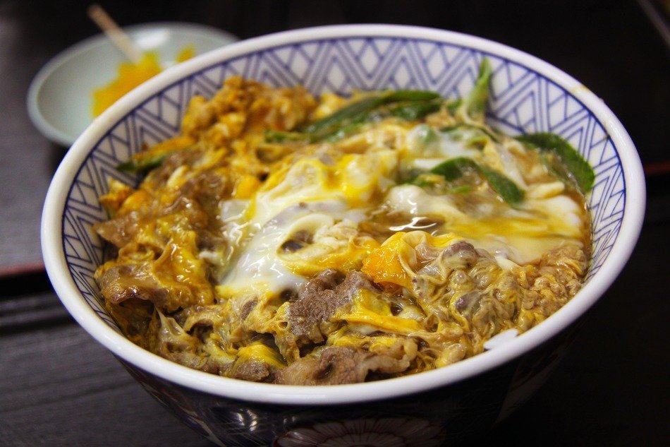beef with rice and egg in Japan