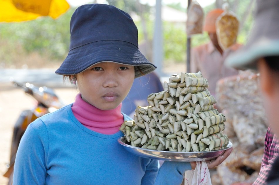 girl at the market in cambodia