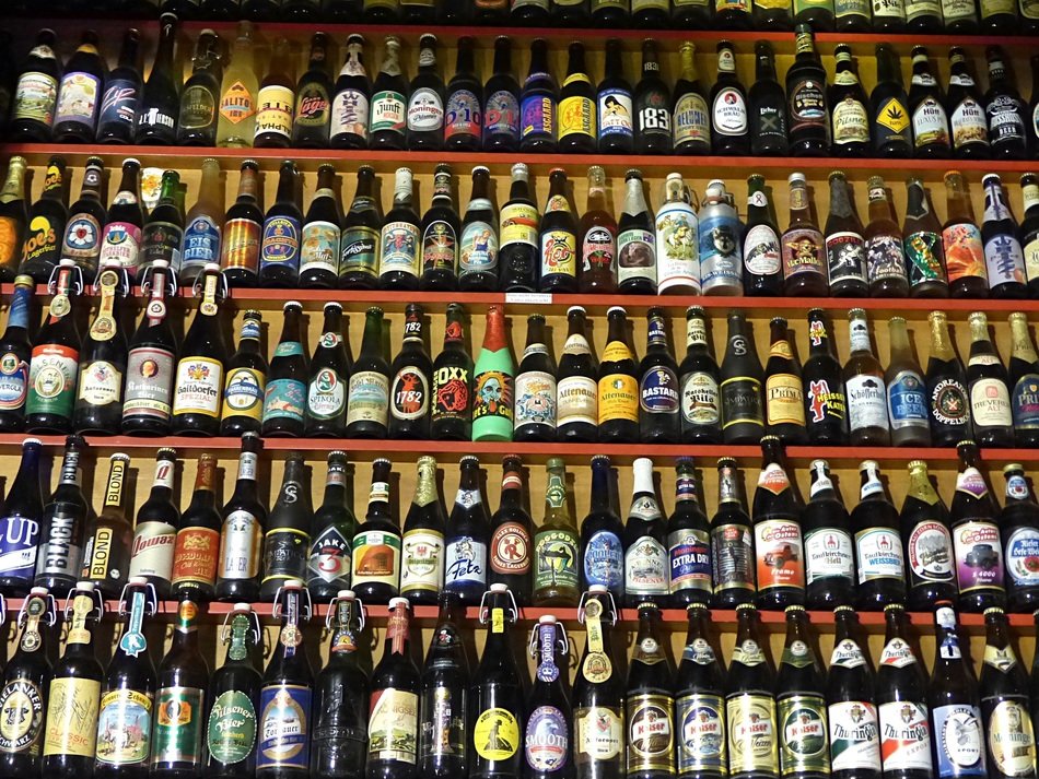 Beer Bottles on shelves