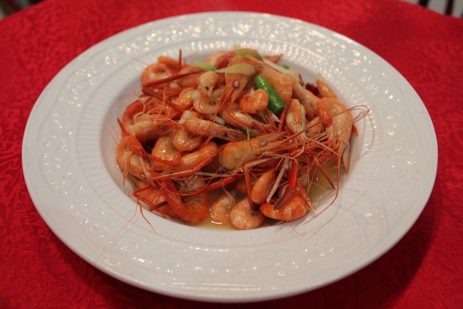 boiled shrimps in a plate