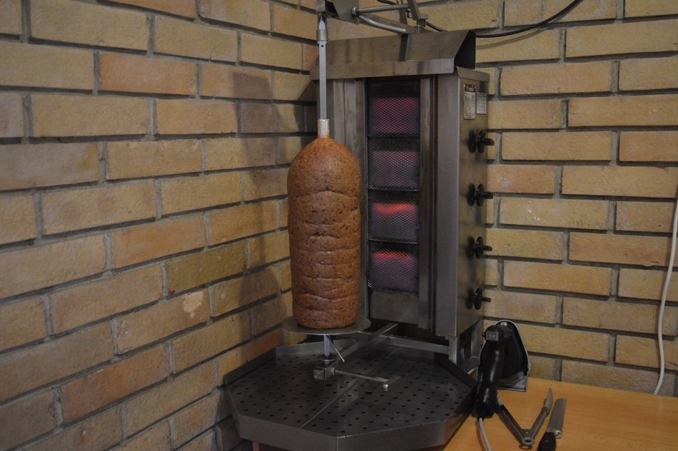 large kebab on a electric grill