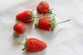 Red fresh Strawberries on white surface